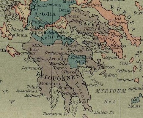 De Peloponnesus in de vijfde eeuw v.Chr. De Peloponnesus in de vijfde eeuw v.Chr.