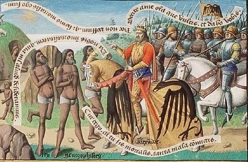 Maître Francois (15de eeuw), Alexander de Grote ontmoet Indische asceten - MMW 10A11 54 - Indische asceten, zgn. gymnosofisten, werden in de Grieks-Romeinse wereld als modelcynici beschouwd.