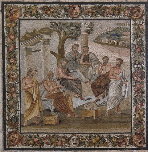 Plato’s Academy, mosaic from Pompeii, House of T. Siminius Stephanus - Napoli, Museo archeologico nazionale – Photo: Sergey Sosnovskiy (CC BY-SA 4.0)
