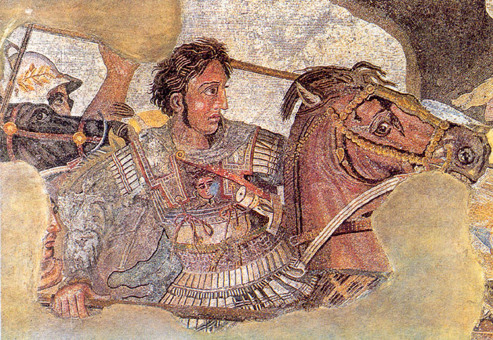 Alexander de Grote - foto: Wikimedia Commons <http://commons.wikimedia.org/wiki/File:BattleofIssus333BC-mosaic-detail1.jpg>