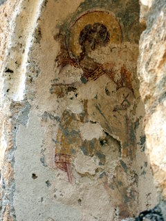 Michaël - Fresco boven kerkdeur Moní Ayíon Taxiarchón - foto: Jaap-Jan Flinterman, zomer 2011